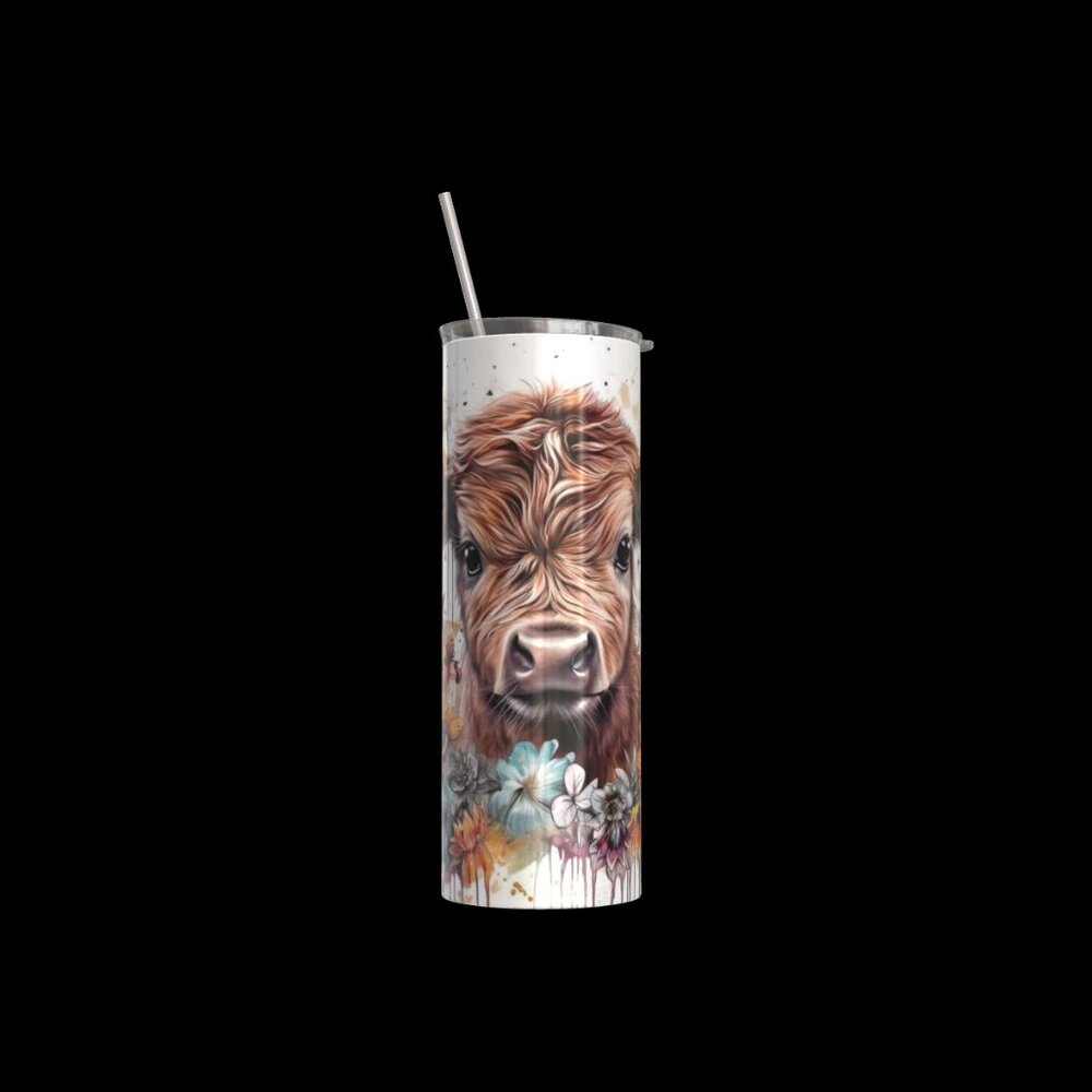 Watercolor cow 20oz skinny tumbler